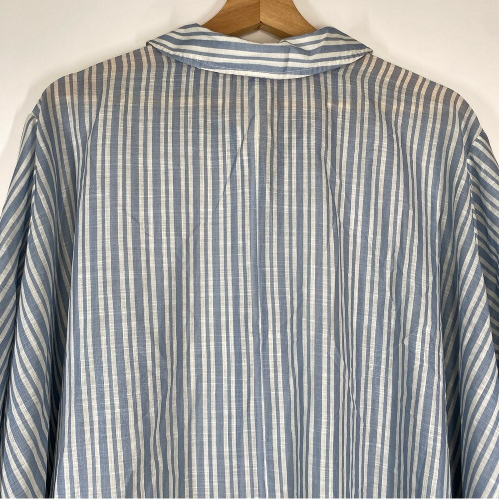Anthropologie Striped Blue Green Dress XL Oversized Button Front Summer CoverUp - Picture 10 of 16